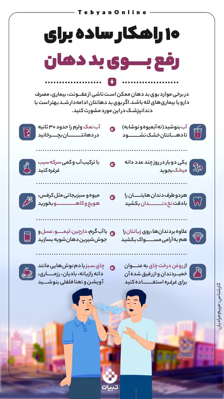 10 راه ساده برای از بین بردن بوی بد دهان