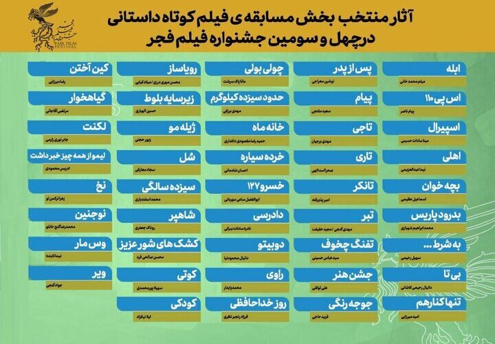 اسامی آثار کوتاه فیلم فجر اعلام شد
