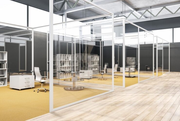 دکوراسیون اداری مدرن با پارتیشن شیشه ای دیکاساز