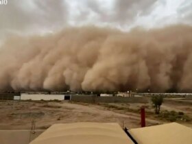 زمان ترسناک طوفان بزرگ گرد و غبار در عربستان سعودی