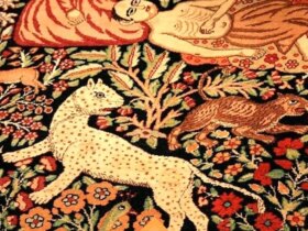 تصویر ؛ هدیه فرش Kerman Mozaffar al -din Shah -leopold II ؛ پادشاه بلژیک