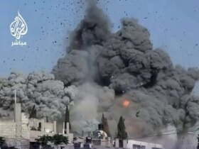 برای دیدن لحظه وحشتناک موشک به پناهگاه پناهندگان فلسطینی برخورد کرد