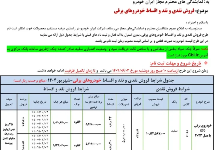 شرایط فروش اقساط دو محصول ایران Khodro اعلام شده است - 1404 سپتامبر