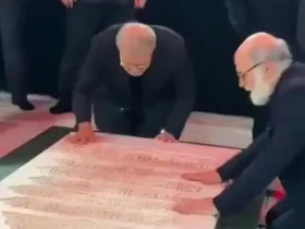 ببینید: بوسه علی لاریجانی در قبر سید حسن نصرالله