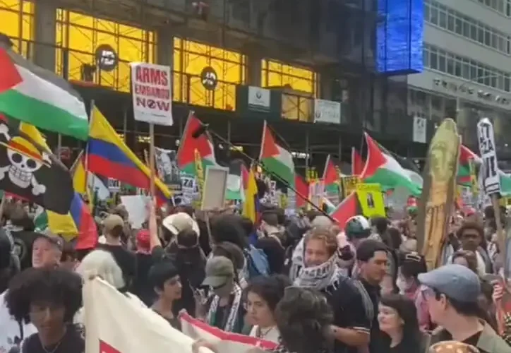 سخنرانی نتانیاهو نیز تظاهرات گسترده ای علیه سازمان ملل است