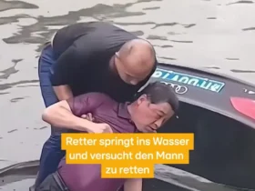 او با شکستن سانروف خودرو راننده را از غرق شدن نجات داد