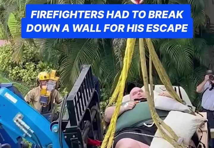 برای دیدن او یک مرد 2 کیلوگرم را با جرثقیل نجات داد