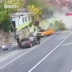 برای دیدن؛ راننده تاکسی بر اثر سقوط یک سنگ غول پیکر جان خود را از دست داد