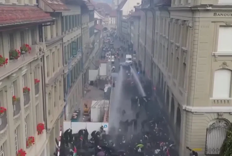 حمله پلیس به تظاهرات برای محافظت از فلسطینی ها در سوئیس