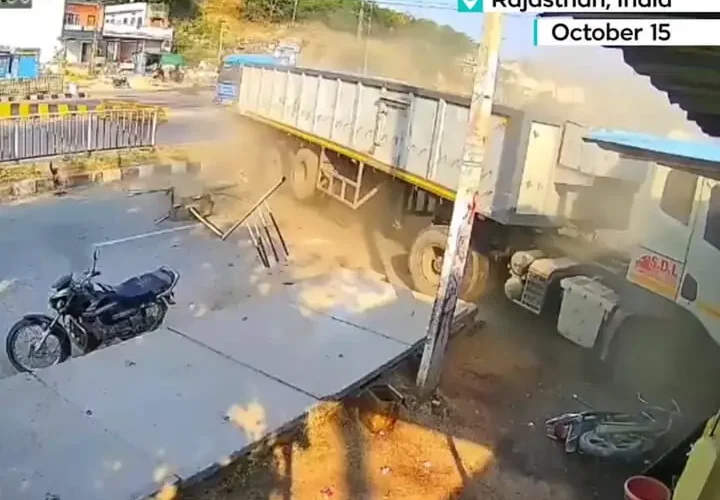 یک کامیون از کنترل خارج شد و با یک کافه تصادف کرد