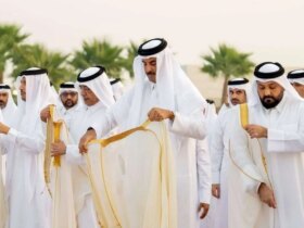 شرکت امیر قطر در نماز باران