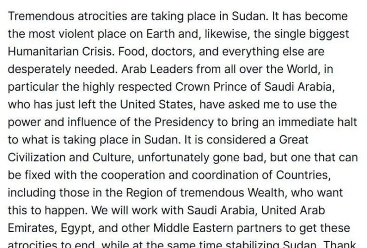 ترامپ: رهبران عرب از من خواستند که جنگ در سودان را متوقف کنم 13 10