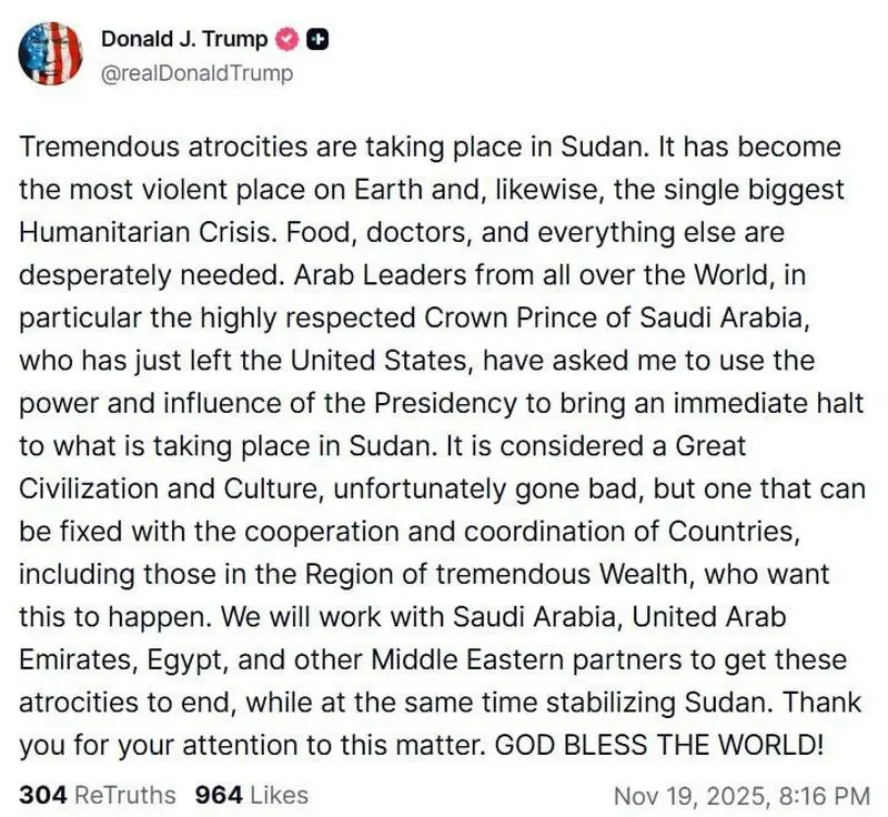 ترامپ: رهبران عرب از من خواستند که جنگ در سودان را متوقف کنم 1 10