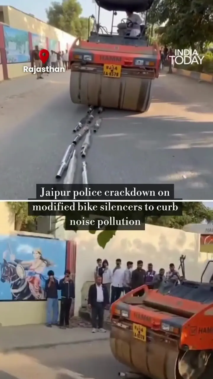 پلیس هند اگزوزهای موتورسیکلت های گوش شکن را نابود می کند