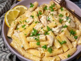 پاستا با مرغ و لیمو