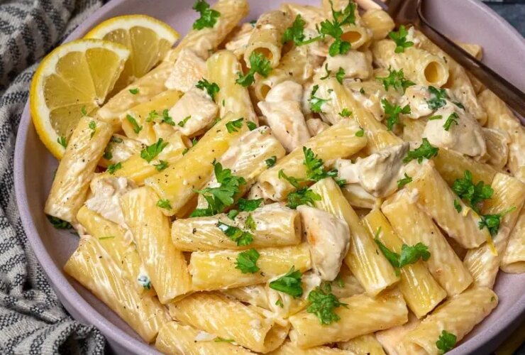 پاستا با مرغ و لیمو