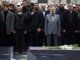 تصویری از مراسم تشییع همسر و پسر ثقاب اصفهانی معاون رئیس جمهور در مشهد