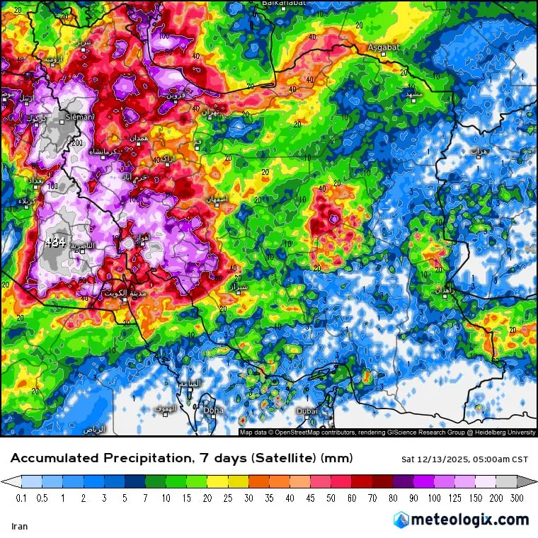 آسمان رویایی آذر برای ایران 1 نقشه ماهواره ای بارش