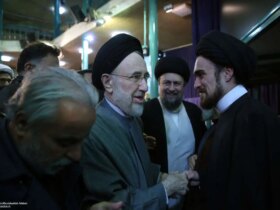 تصاویر; خاتمی و ناطق نوری در مراسم ختم صالحی منش در حسینیه جماران