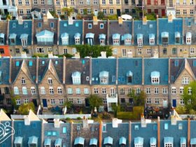 نمای هوایی از منطقه سیب زمینی در کپنهاگ. ترکیبی از تاریخ و هندسه