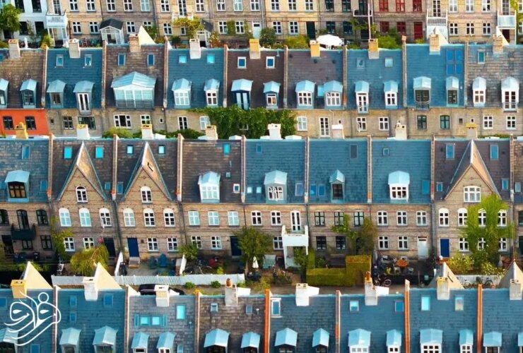 نمای هوایی از منطقه سیب زمینی در کپنهاگ. ترکیبی از تاریخ و هندسه 31 نمای هوایی از منطقه سیب زمینی در کپنهاگ. ترکیبی از تاریخ و هندسه