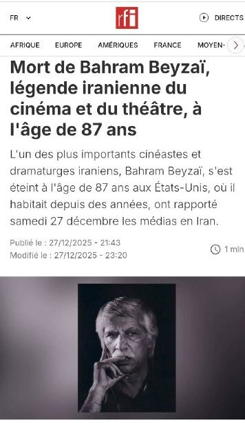 درگذشت بهرام بیضایی در رسانه های خارجی از هالیوود ریپورتر تا لوموند بازتاب داشت