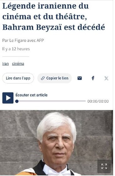 درگذشت بهرام بیضایی در رسانه های خارجی از هالیوود ریپورتر تا لوموند بازتاب داشت