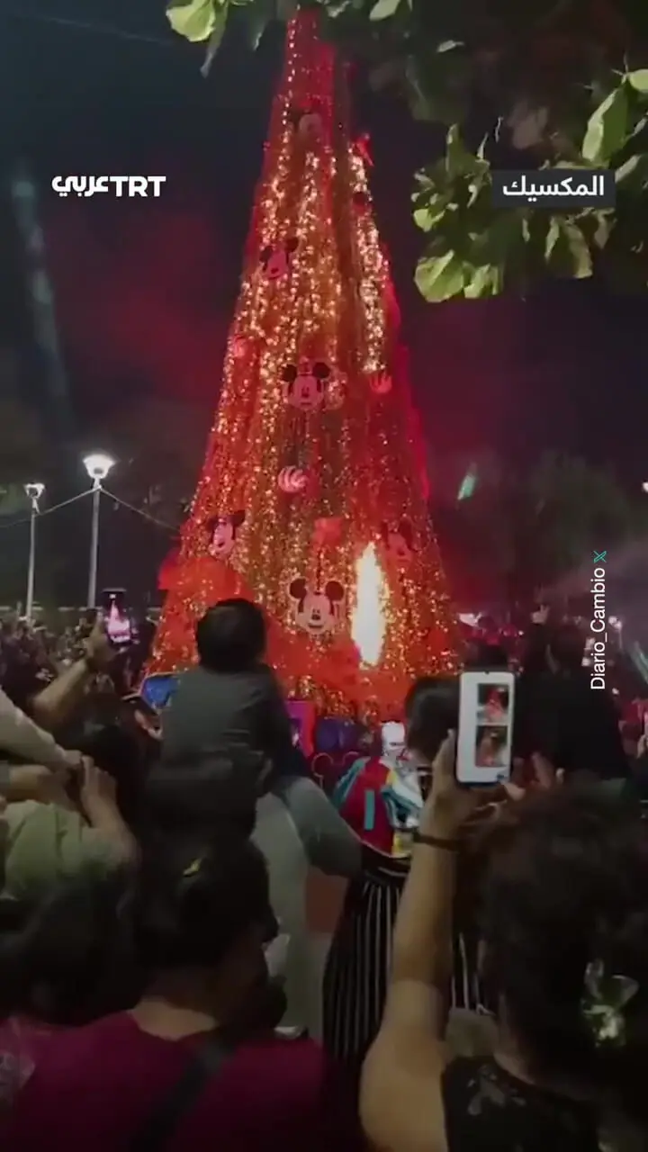 آتش سوزی ناگهانی درخت کریسمس در مکزیک 1 آتش سوزی ناگهانی درخت کریسمس در مکزیک