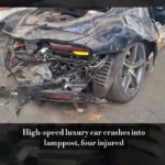 برای دیدن؛ تصادف شدید خودروی فراری با تیر چراغ برق و درخت