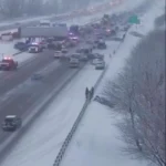 تصادف زنجیره ای بیش از 50 خودرو در آمریکا