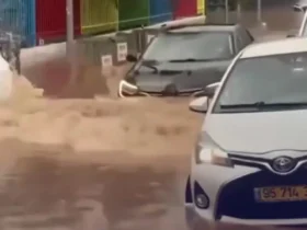 سیل یکی از شهرهای اسرائیل را فلج کرد