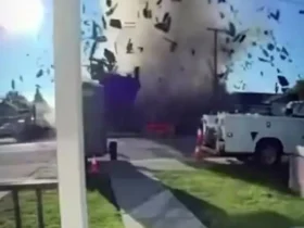 لحظه انفجار گاز در خانه ای در کالیفرنیا 9 لحظه انفجار گاز در خانه ای در کالیفرنیا