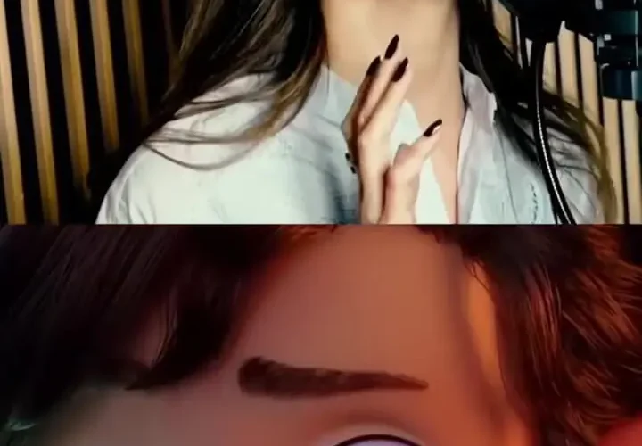 پشت صحنه نانسی عجرم خواننده نسخه عربی پسر دلفینی در حال خوانندگی