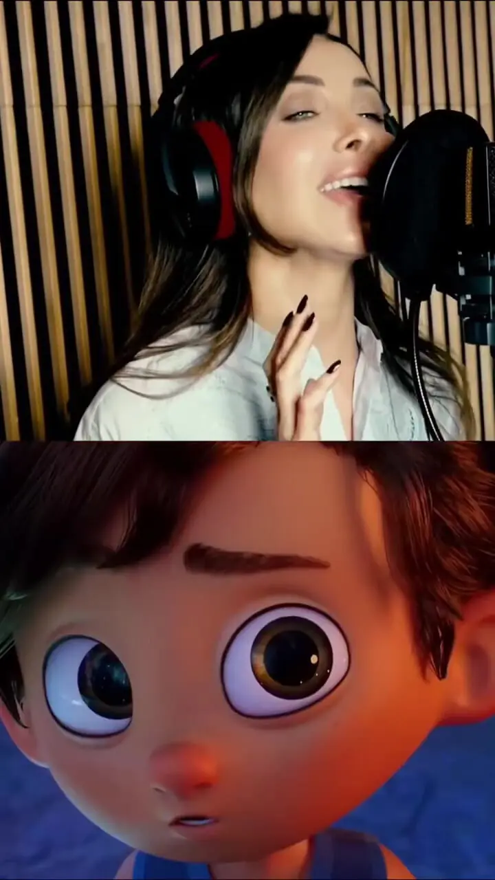 پشت صحنه نانسی عجرم خواننده نسخه عربی پسر دلفینی در حال خوانندگی 1 پشت صحنه نانسی عجرم خواننده نسخه عربی پسر دلفینی در حال خوانندگی