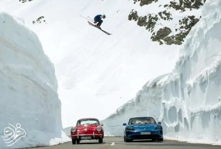 تصاویر; پرش دیوانه وار قهرمان اسکی از پورشه