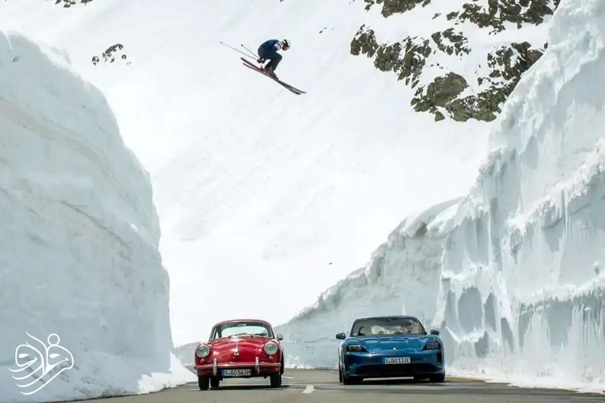 تصاویر; پرش دیوانه وار قهرمان اسکی از پورشه 1 تصاویر; پرش دیوانه وار قهرمان اسکی از پورشه