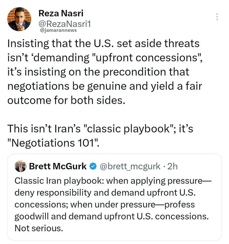 اصرار بر کنار گذاشتن تهدیدات آمریکا به معنای «امتیاز خواستن» قبل از مذاکره نیست 6 photo_2026-01-30_19-44-09