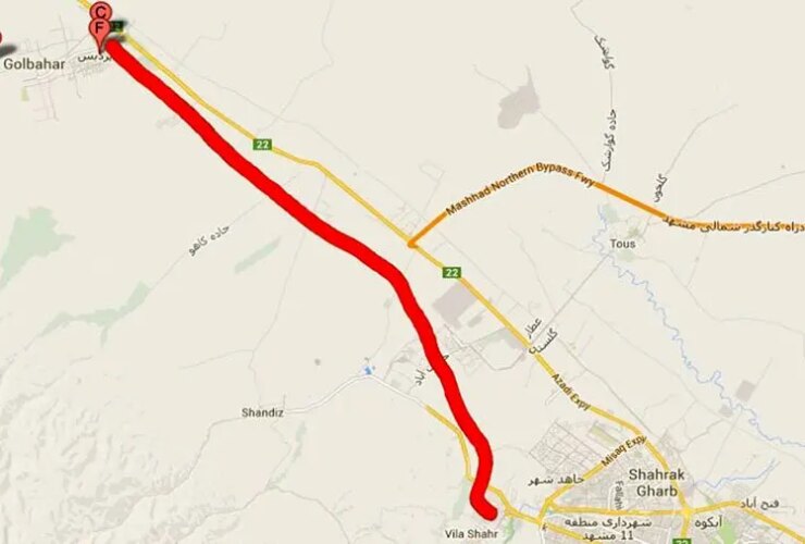 فاصله مشهد تا شهر جدید گلبهار