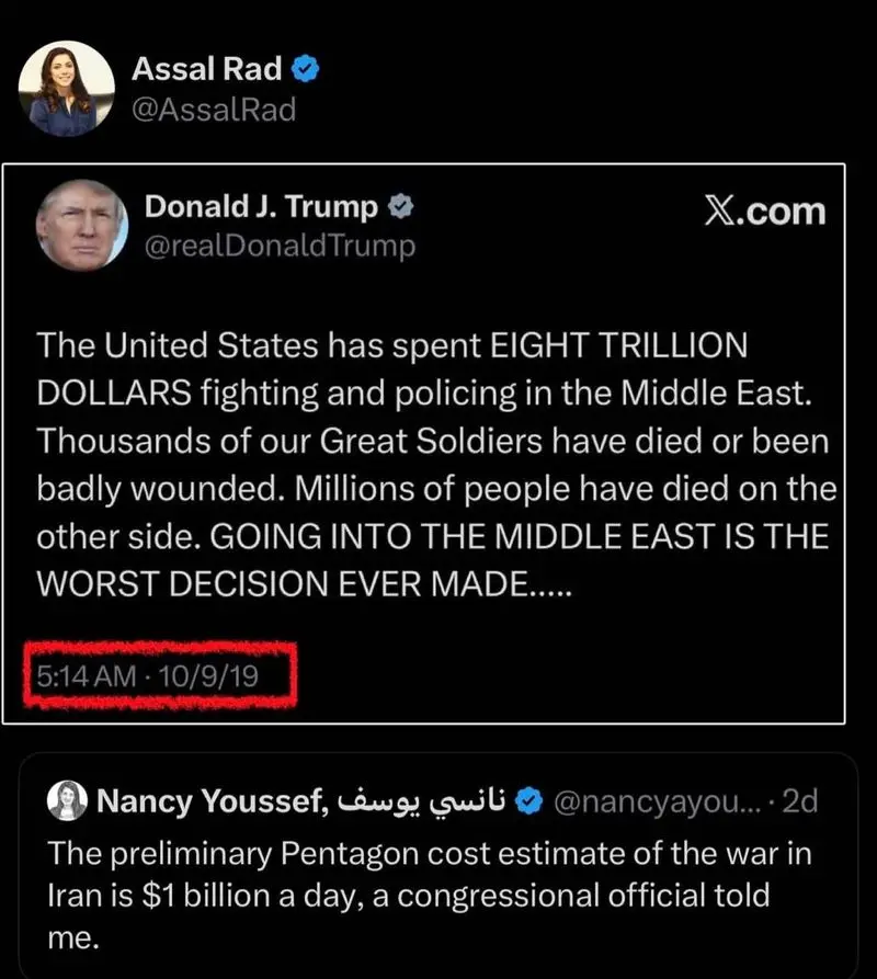 هزینه جنگ با ایران روزانه یک میلیارد دلار است