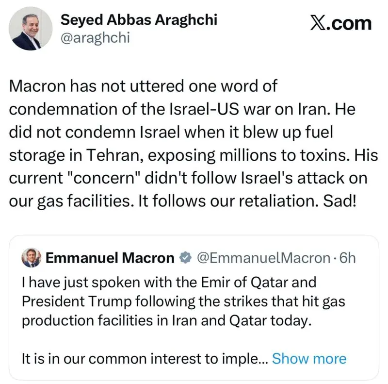 توییت انتقادی عراقچی