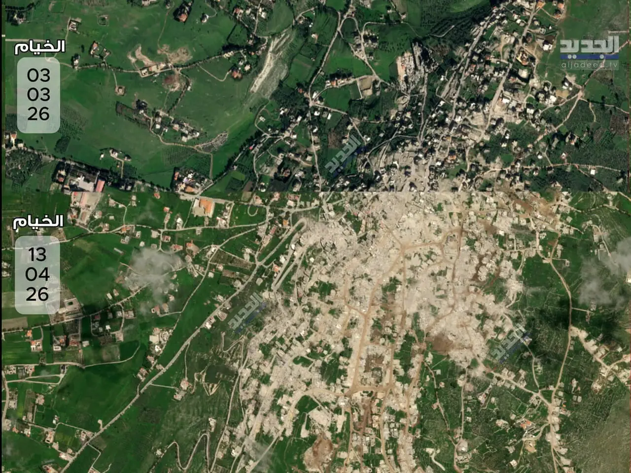 ویدئو؛ روستای مرزی در لبنان قبل و بعد از تخریب