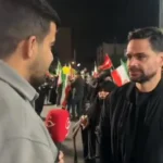 کمال صغدا نیا بازیکن سابق پرسپولیس در تجمع مردمی