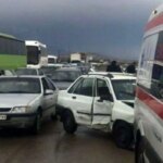 تصادف زنجیره ای 70 دستگاه خودرو در محور قزوین - زنجان