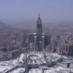 نمایی هوایی از خیمه های مسجد الحرام و منا