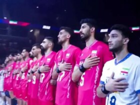 تیم ملی والیبال ایران مقابل آمریکا مچ بند مشکی پوشید